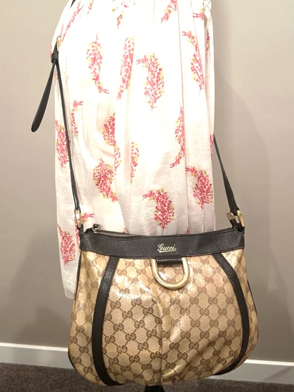 Vintage Authentic Gucci GG Canvas D-Ring
Shoulder Bag Brown Y2K - Picture 6 of 10